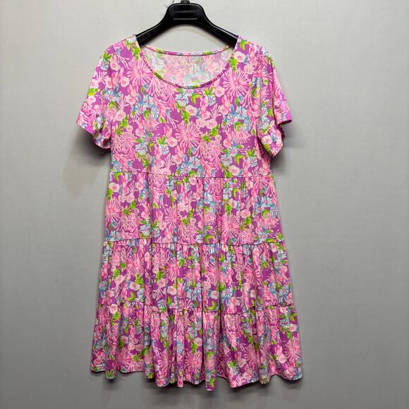 Lilly Pulitzer Jodee Swing Dress Large Amethyst Moms The Word Floral D079 -21 - Picture 15 of 16